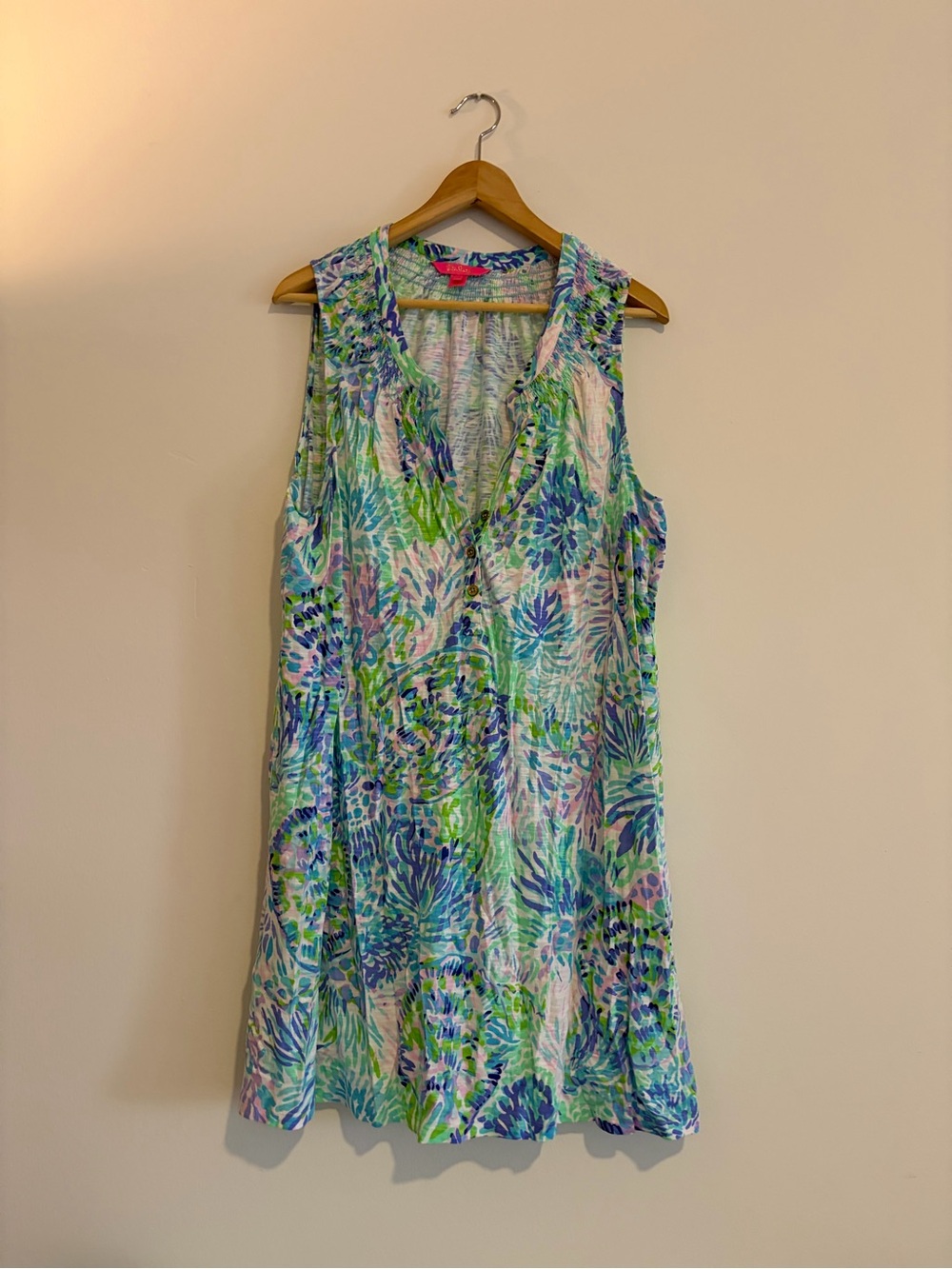 Lilly Pulitzer Sleeveless V-Neck Mini Dress in Blue, Green, Pink